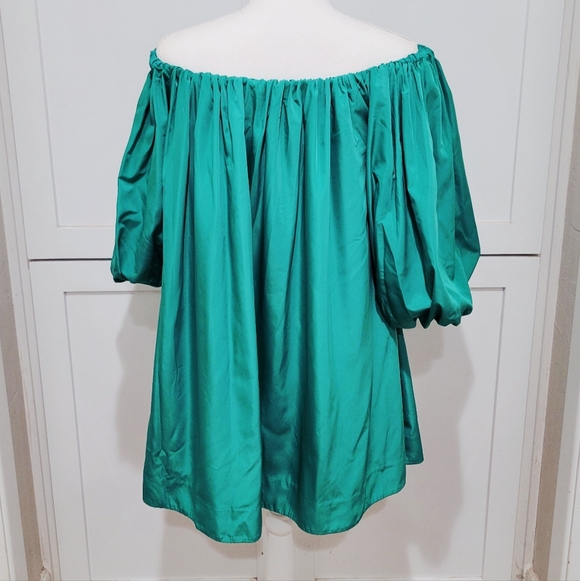 Mare Mare Anthropologie Green Off-Shoulder Puff-Sleeve Dress | Size XS - Picture 3 of 5